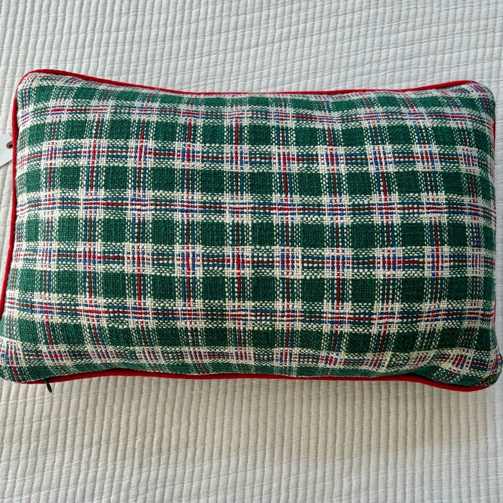 Hearth & Hand with Magnolia Vintage Plaid Lumbar Toss Pillow Green and Red NWT - Picture 6 of 15